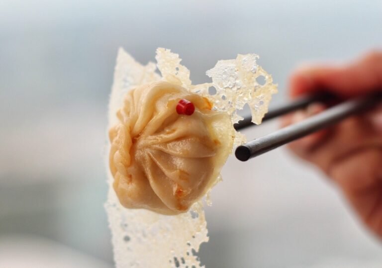 Chicken dumplings with crispy net