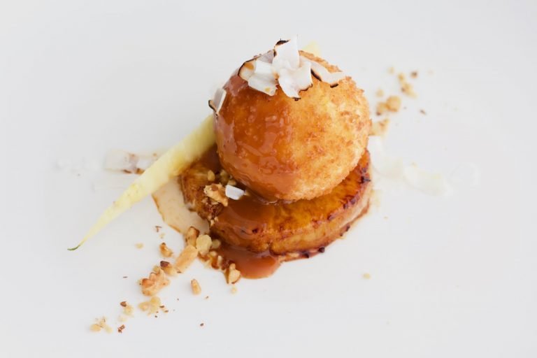 Deep Fried Ice Cream with Caramelized Pineapple