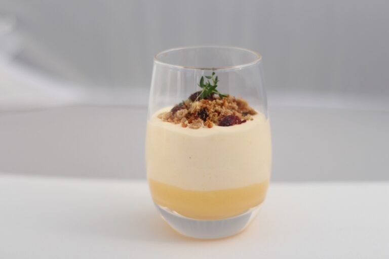 Passionfruit Mousse with Cranberry Crumble